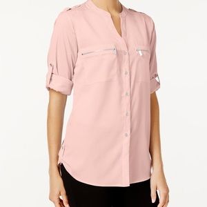 Calvin Klein Salmon Utility Blouse w/ gold hardware